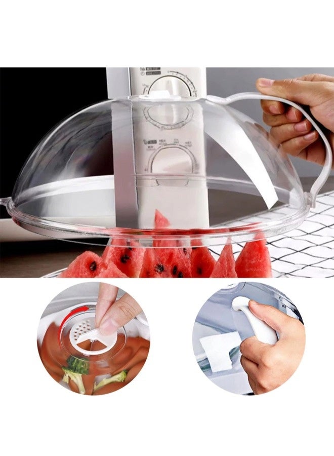 ShebSheb Food Protector Covers,Microwave Covers for Food Splatter,Transparent Microwave Guard Lid,Microwave Plate Coverwith Handle, Dishwasher Safe Guard Lid with Steam Vents, Anti-Splatter Lid - Image 4